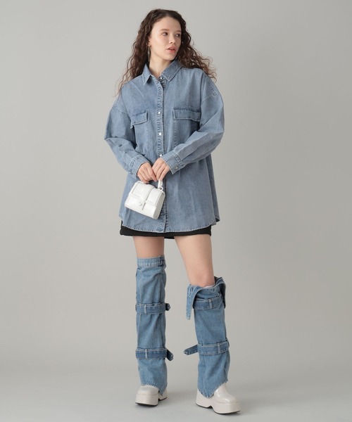 FOREVER 21（フォーエバー トゥエンティーワン）の「デニムレッグウォーマー（レッグウォーマー・レディース・ブルー・FREE）」の5枚目の写真