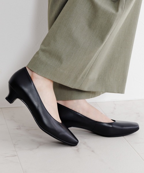 Made in Japan】【卑弥呼】【撥水】3.5cmヒールブラックパンプス