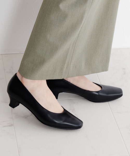 Made in Japan】【卑弥呼】【撥水】3.5cmヒールブラックパンプス