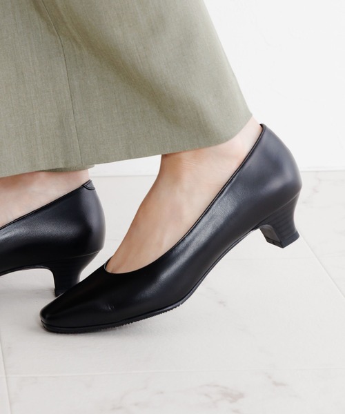 Made in Japan】【卑弥呼】【撥水】3.5cmヒールブラックパンプス