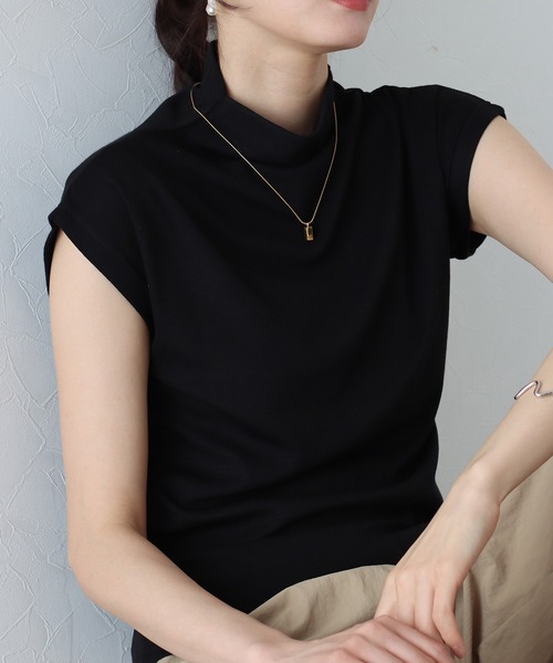 セール】ハイネックフレンチスリーブTシャツ（Tシャツ