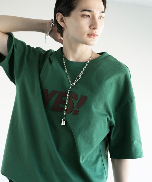 aimoha（アイモハ）の「aimoha men HEAVY COTTON YES T-SHIRT 半袖 Tシャツ（Tシャツ/カットソー・メンズ・ブラック/ホワイト/グリーン・LARGE/X-LARGE/XX-LARGE/XXX-LARGE）」の10枚目の写真