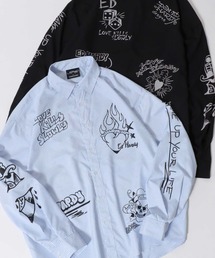 Ed Hardy（エドハーディー）の「Ed Hardy/エド・ハーディー 総柄プリントオーバーサイズ シャツ（シャツ/ブラウス・メンズ）」