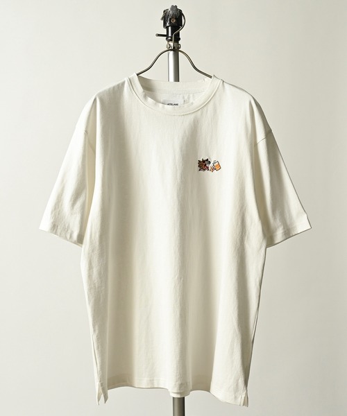 【セール】ATELANE/16/-OE天竺ワンポイント刺繍TEE（トラ、ヒョウ）（Tシャツ/カットソー）｜ATELANE（アテレーン）