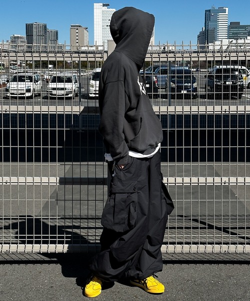 Perushu（ペルーシュ）の「ユーズドライク立体プリントフーディー（パーカー・メンズ・杢グレー/ブラック/チャコールグレー・LARGE/MEDIUM）」の4枚目の写真