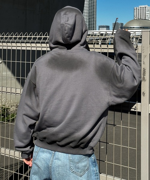 Perushu（ペルーシュ）の「ユーズドライク立体プリントフーディー（パーカー・メンズ・杢グレー/ブラック/チャコールグレー・LARGE/MEDIUM）」の13枚目の写真