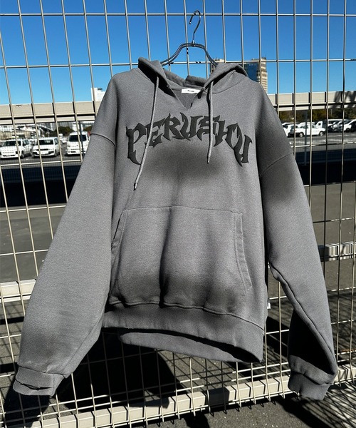 Perushu（ペルーシュ）の「ユーズドライク立体プリントフーディー（パーカー・メンズ・杢グレー/ブラック/チャコールグレー・LARGE/MEDIUM）」の21枚目の写真