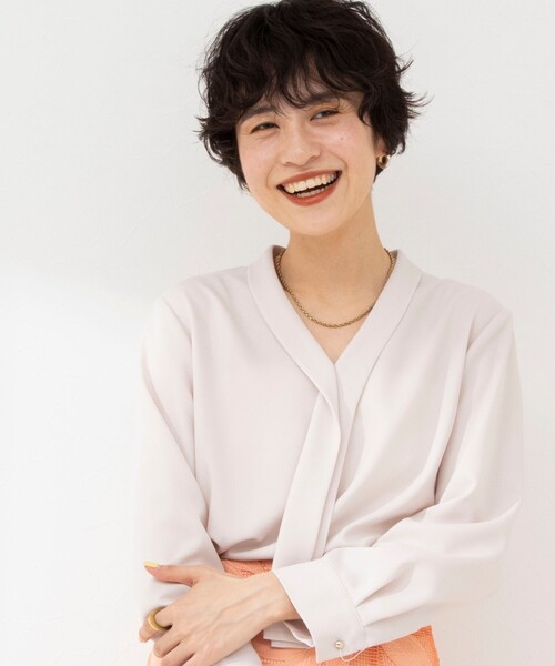 NOLLEY’S Sophi(ノーリーズソフィ)の「アムンゼン タイブラウス(シャツ/ブラウス・レディース・ベビーピンク/オフホワイト・36/38)」の12枚目の写真