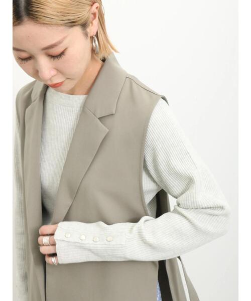 Samansa Mos2 blue（サマンサモスモスブルー）の「◎袖口ボタンリブニットプルオーバー（ニット/セーター・レディース・キナリ/ブルー/グレー・F）」の5枚目の写真