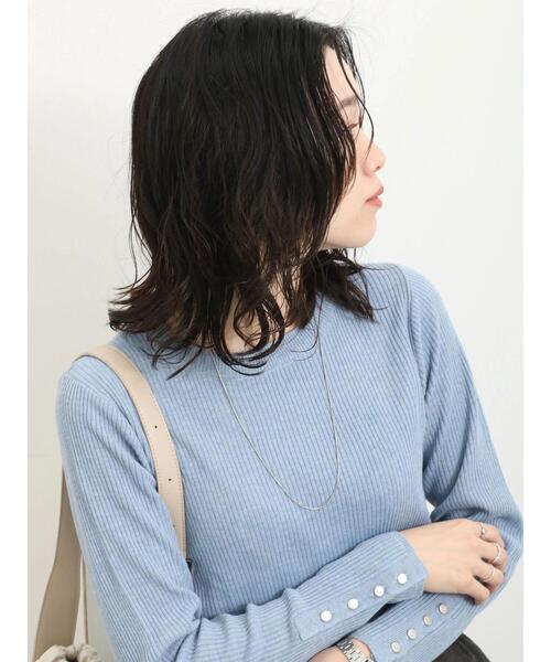 Samansa Mos2 blue（サマンサモスモスブルー）の「◎袖口ボタンリブニットプルオーバー（ニット/セーター・レディース・キナリ/ブルー/グレー・F）」の11枚目の写真