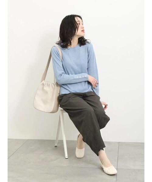 Samansa Mos2 blue（サマンサモスモスブルー）の「◎袖口ボタンリブニットプルオーバー（ニット/セーター・レディース・キナリ/ブルー/グレー・F）」の14枚目の写真