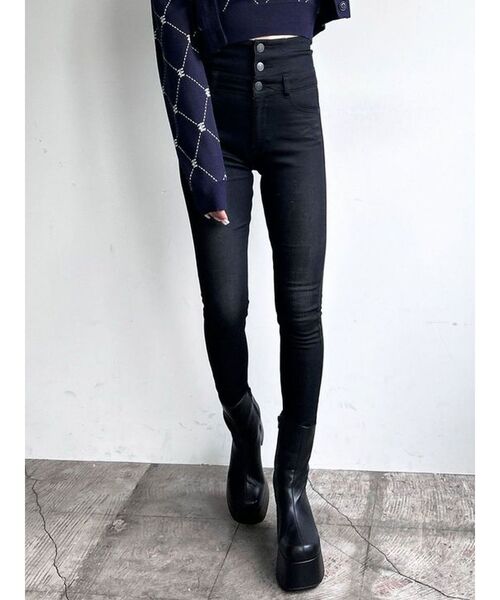 最終価格❣️ エモダ　超ストレッチ　デニム　パンツ　ブラック　濃紺　2本セット EMODA - 最終セール❣️エモダ 超ストレッチ デニム パンツ