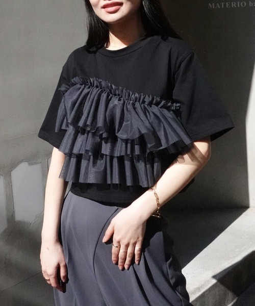 CORNERS(コーナーズ)の「チュールフリルドッキングTシャツ(Tシャツ/カットソー・レディース・ホワイト×ブラック/ホワイト系その他/ブラック×ホワイト/ブラック×グレー・M)」の17枚目の写真