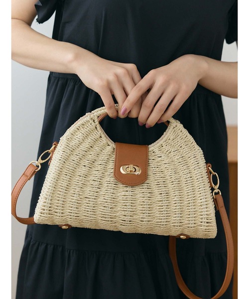 fifth（フィフス）の「ハーフムーンワンハンドルカゴバッグ（かごバッグ・レディース・ベージュ/ホワイト・FREE）」の2枚目の写真