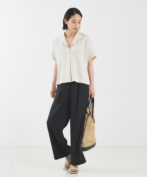 qualite（カリテ）の「【セットアップ対応】リネンライクワイドパンツ（その他パンツ・レディース・ライトベージュ/ライトブルー/ブラック・36/38）」の4枚目の写真