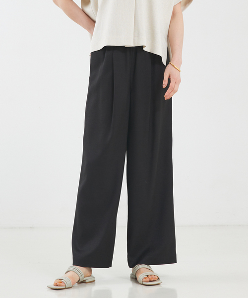 qualite（カリテ）の「【セットアップ対応】リネンライクワイドパンツ（その他パンツ・レディース・ライトベージュ/ライトブルー/ブラック・36/38）」の5枚目の写真