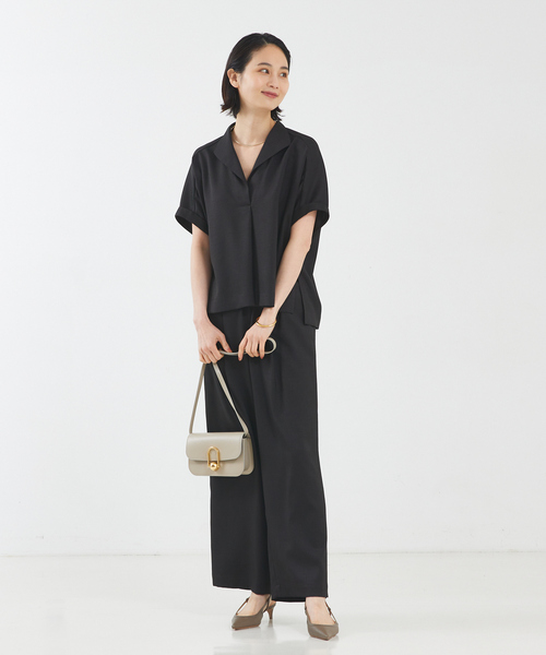 qualite（カリテ）の「【セットアップ対応】リネンライクワイドパンツ（その他パンツ・レディース・ライトベージュ/ライトブルー/ブラック・36/38）」の6枚目の写真