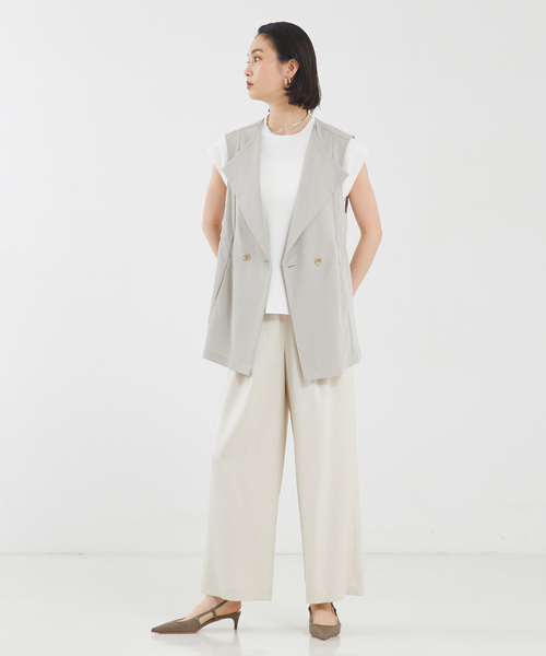 qualite（カリテ）の「【セットアップ対応】リネンライクワイドパンツ（その他パンツ・レディース・ライトベージュ/ライトブルー/ブラック・36/38）」の12枚目の写真