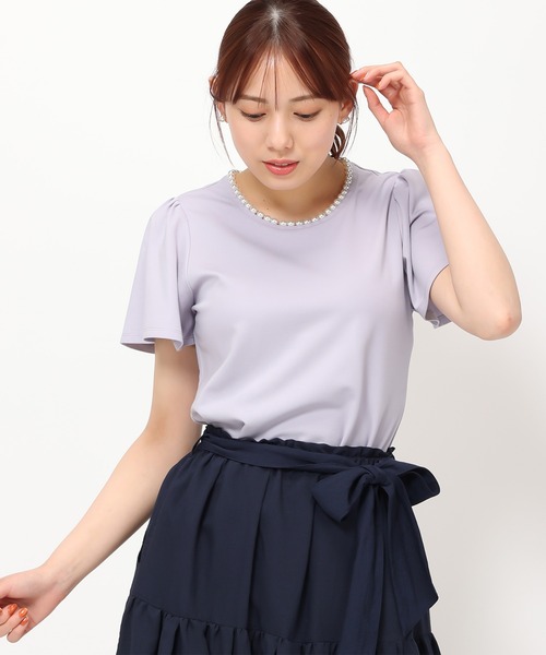 MISCH MASCH(ミッシュマッシュ)の「■2024春夏新作■パールトリミングTシャツ/MM418201(Tシャツ/カットソー・レディース・ブルー/ブラック/ピンク/ホワイト・フリ-)」の4枚目の写真