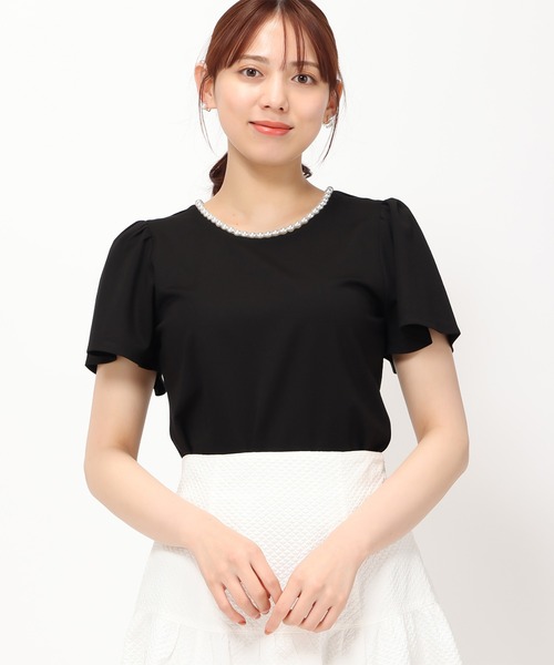 MISCH MASCH(ミッシュマッシュ)の「■2024春夏新作■パールトリミングTシャツ/MM418201(Tシャツ/カットソー・レディース・ブルー/ブラック/ピンク/ホワイト・フリ-)」の5枚目の写真