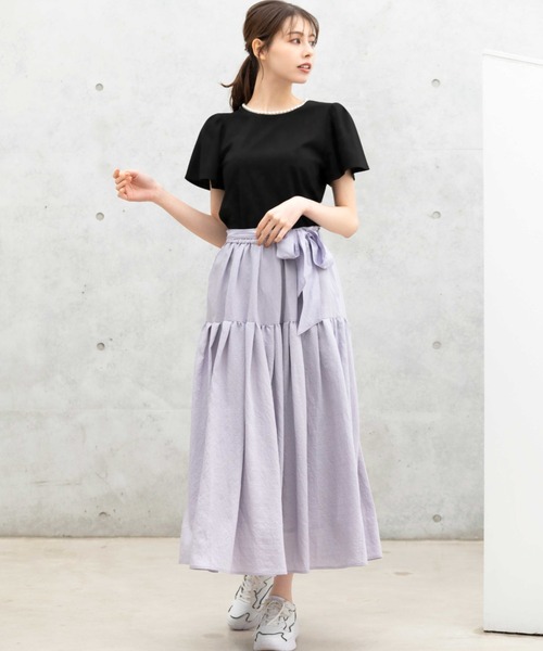 MISCH MASCH(ミッシュマッシュ)の「■2024春夏新作■パールトリミングTシャツ/MM418201(Tシャツ/カットソー・レディース・ブルー/ブラック/ピンク/ホワイト・フリ-)」の6枚目の写真