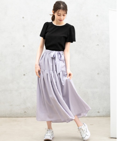 MISCH MASCH(ミッシュマッシュ)の「■2024春夏新作■パールトリミングTシャツ/MM418201(Tシャツ/カットソー・レディース・ブルー/ブラック/ピンク/ホワイト・フリ-)」の7枚目の写真