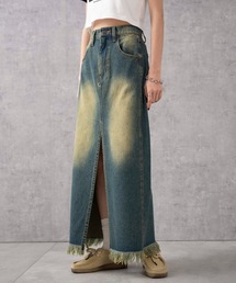 WEGO | WEGO/【24年春夏新作】ヴィンテージウォッシュデニムロングスカート(デニムスカート)