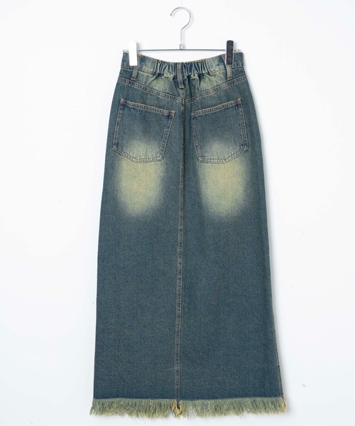 WEGO(ウィゴー)の「WEGO/ヴィンテージウォッシュデニムロングスカート(デニムスカート・レディース・インディゴブルー/ブラック・FREE)」の18枚目の写真