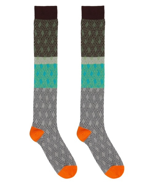 JNBY(ジェーエヌビーワイ)の「Color-block Diamond Lattice Cotton-blend Socks(ソックス/靴下・レディース・グリーン系その他5/ブルー系その他4・ONE SIZE)」の4枚目の写真