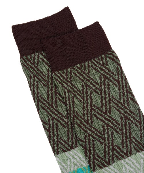 JNBY(ジェーエヌビーワイ)の「Color-block Diamond Lattice Cotton-blend Socks(ソックス/靴下・レディース・グリーン系その他5/ブルー系その他4・ONE SIZE)」の5枚目の写真