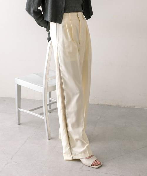 mline（エムライン）の「[mline]ラインサイドタックパンツ（その他パンツ・レディース・ブラック/アイボリー/グレー・2/1/FREE）」の4枚目の写真