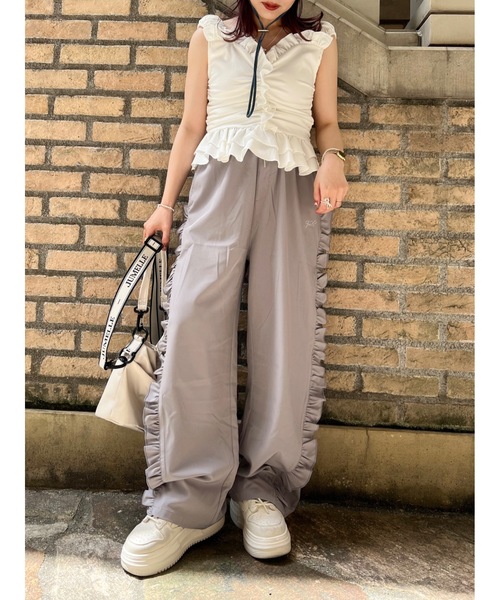 JUMELLE（ジュメロ）の「sidefrill loose pants【低身長~高身長】（スラックス・レディース・グレー・MEDIUM/SMALL）」の16枚目の写真