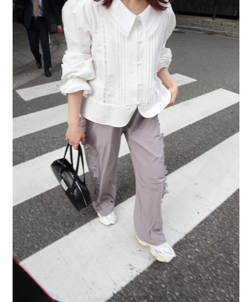 JUMELLE（ジュメロ）の「sidefrill loose pants【低身長~高身長】（スラックス・レディース・グレー・MEDIUM/SMALL）」の22枚目の写真