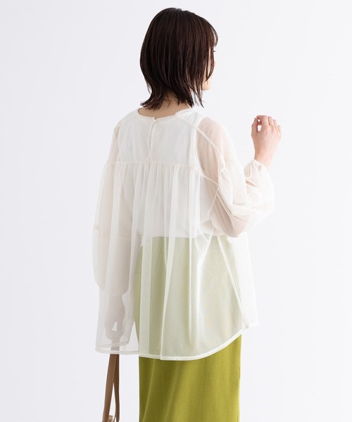 n'OrLABEL(ノアールレーベル)の「【廃盤】『ランタンスリーブシアーチュールカットソー』(Tシャツ/カットソー・レディース・アイボリー/ブラック・FREE)」の5枚目の写真