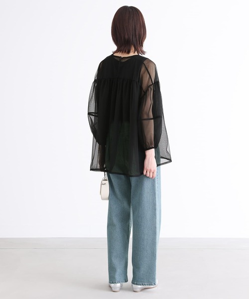 n'OrLABEL(ノアールレーベル)の「【廃盤】『ランタンスリーブシアーチュールカットソー』(Tシャツ/カットソー・レディース・アイボリー/ブラック・FREE)」の10枚目の写真