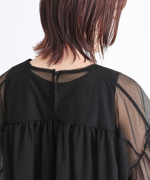 n'OrLABEL(ノアールレーベル)の「【廃盤】『ランタンスリーブシアーチュールカットソー』(Tシャツ/カットソー・レディース・アイボリー/ブラック・FREE)」の12枚目の写真