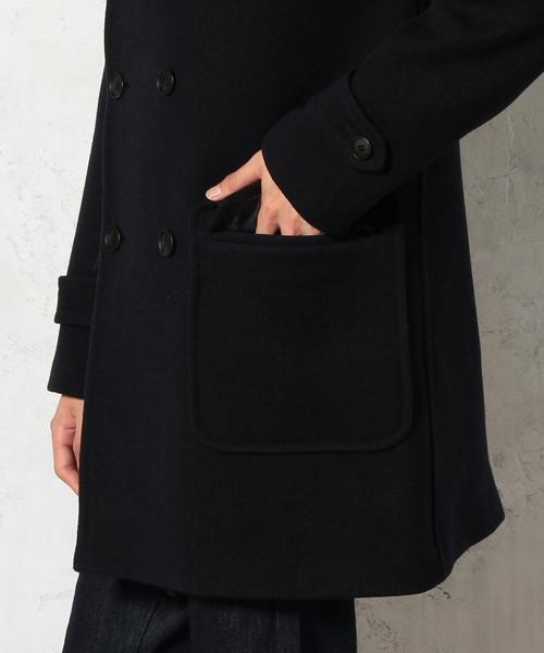 アンゴラブレンドwoolコート　新品　グリーンレーベル size SHORTあり］アンゴラビーバー ノーカラー ミドル コート