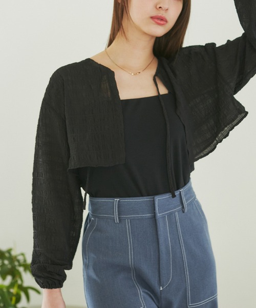 ROPE' PICNIC(ロペピクニック)の「ふくれジャガードボレロ(カーディガン/ボレロ・レディース・ブラック/キナリ・FREE)」の19枚目の写真