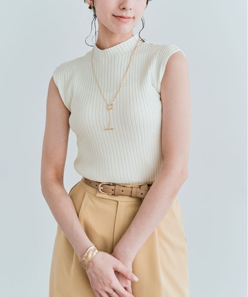 kirakiraShop（キラキラショップ）の「フレンチ スリーブ サマー リブ ニット（ニット/セーター・レディース・ホワイト/ライトグレー/ブラック/アイボリー/モカ・M/L）」の5枚目の写真