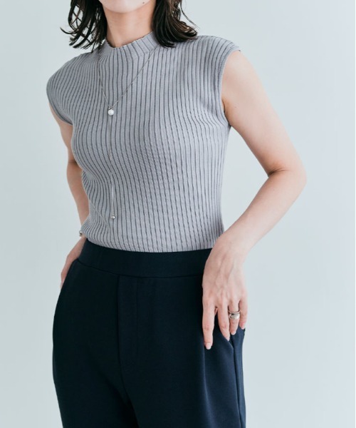 kirakiraShop（キラキラショップ）の「フレンチ スリーブ サマー リブ ニット（ニット/セーター・レディース・ホワイト/ライトグレー/ブラック/アイボリー/モカ・M/L）」の3枚目の写真