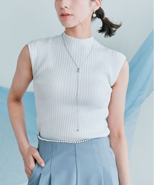 kirakiraShop（キラキラショップ）の「フレンチ スリーブ サマー リブ ニット（ニット/セーター・レディース・ホワイト/ライトグレー/ブラック/アイボリー/モカ・M/L）」の7枚目の写真