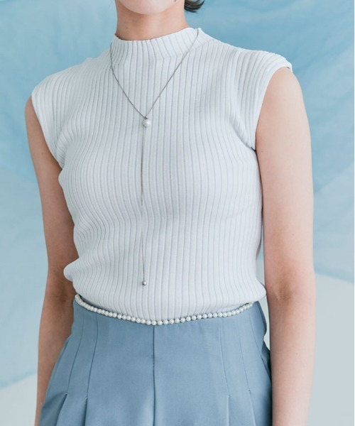 kirakiraShop（キラキラショップ）の「フレンチ スリーブ サマー リブ ニット（ニット/セーター・レディース・ホワイト/ライトグレー/ブラック/アイボリー/モカ・M/L）」の11枚目の写真