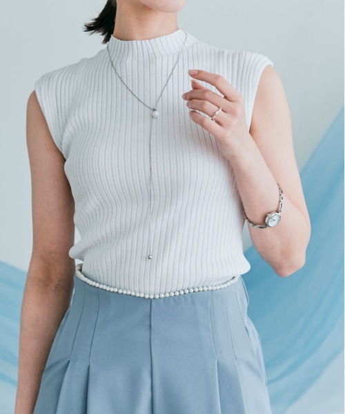 kirakiraShop（キラキラショップ）の「フレンチ スリーブ サマー リブ ニット（ニット/セーター・レディース・ホワイト/ライトグレー/ブラック/アイボリー/モカ・M/L）」の12枚目の写真