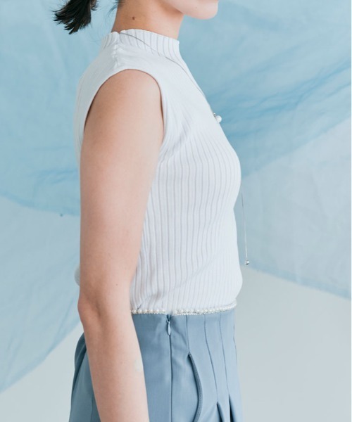 kirakiraShop（キラキラショップ）の「フレンチ スリーブ サマー リブ ニット（ニット/セーター・レディース・ホワイト/ライトグレー/ブラック/アイボリー/モカ・M/L）」の13枚目の写真