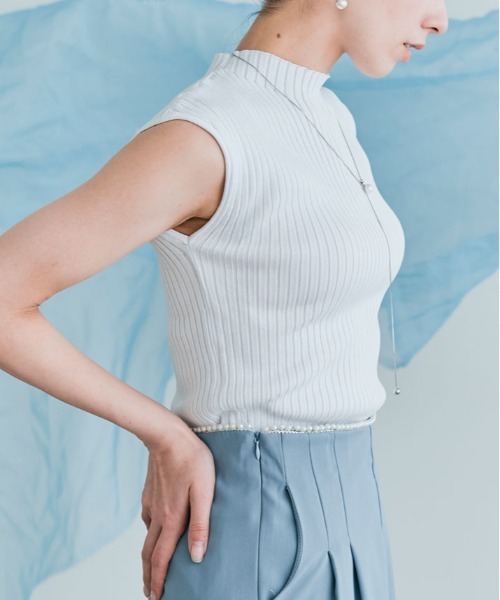 kirakiraShop（キラキラショップ）の「フレンチ スリーブ サマー リブ ニット（ニット/セーター・レディース・ホワイト/ライトグレー/ブラック/アイボリー/モカ・M/L）」の14枚目の写真