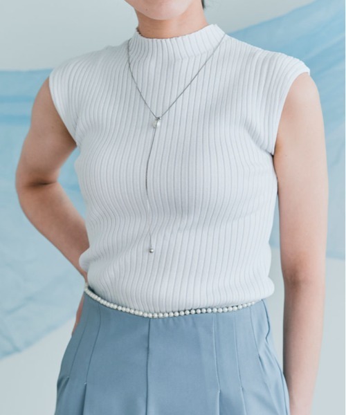 kirakiraShop（キラキラショップ）の「フレンチ スリーブ サマー リブ ニット（ニット/セーター・レディース・ホワイト/ライトグレー/ブラック/アイボリー/モカ・M/L）」の16枚目の写真