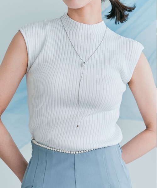 kirakiraShop（キラキラショップ）の「フレンチ スリーブ サマー リブ ニット（ニット/セーター・レディース・ホワイト/ライトグレー/ブラック/アイボリー/モカ・M/L）」の17枚目の写真