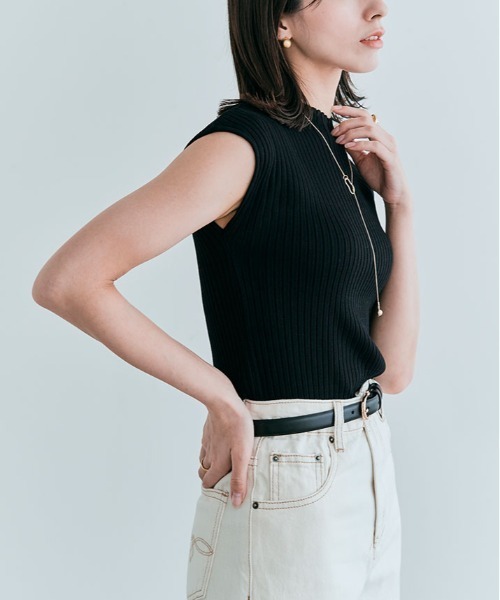 kirakiraShop（キラキラショップ）の「フレンチ スリーブ サマー リブ ニット（ニット/セーター・レディース・ホワイト/ライトグレー/ブラック/アイボリー/モカ・M/L）」の22枚目の写真