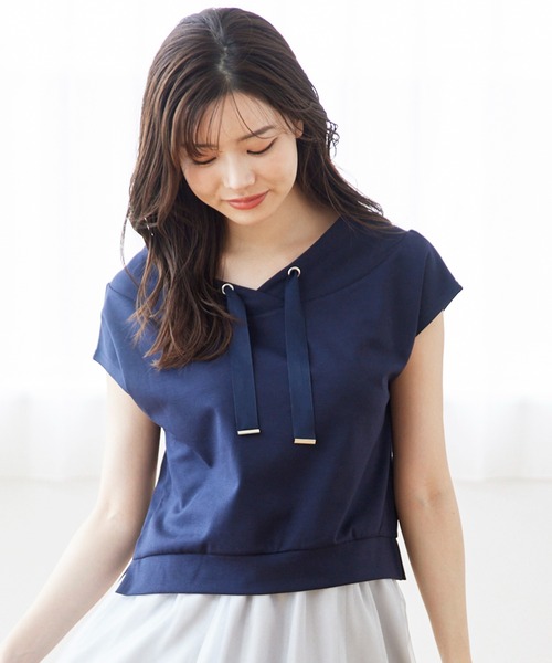 12Twelve Agenda(トゥエルブ アジェンダ)の「フード風フレンチスリーブカットソープルオーバー(Tシャツ/カットソー・レディース・ブルー/アイボリー/ネイビー/オフホワイト・M)」の3枚目の写真