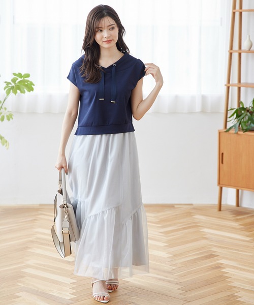 12Twelve Agenda(トゥエルブ アジェンダ)の「フード風フレンチスリーブカットソープルオーバー(Tシャツ/カットソー・レディース・ブルー/アイボリー/ネイビー/オフホワイト・M)」の9枚目の写真
